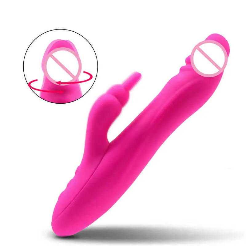 Wibratory NXY Rabbit Rotacja 7 Prędkość 360 stopni Rotacja USB ładowna ślinica Dildo Sex Toy dla kobiet 220505