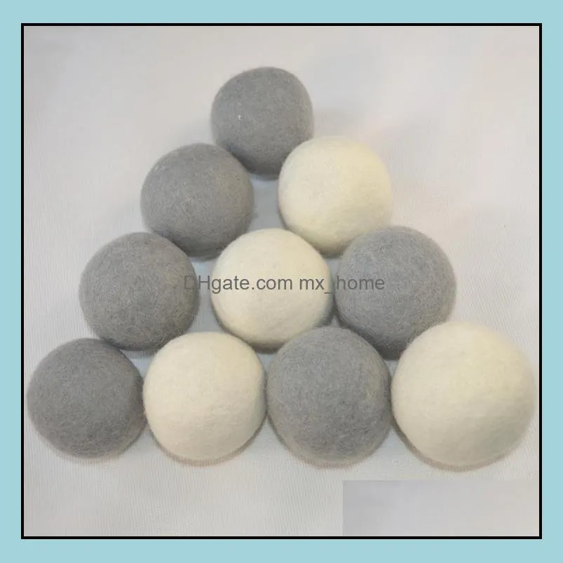natural wool felt dryer balls 4-7cm laundry balls reusable non-toxic fabric softener reduces drying time white color balls sn924