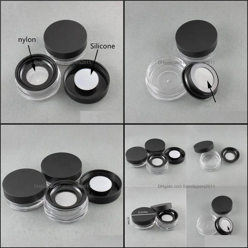 Loose Powder Container with Elastic Screen Mesh Net Black Flip Cap Sifter Jar Box Cosmetic Powder Case F2273