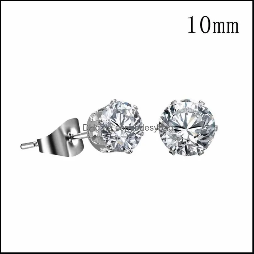 stud pairs cz zircon crystal round small earrings wedding six earring 3-10mm for women girls jewelry giftstudstudstud
