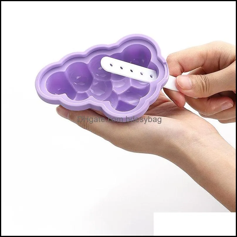 children`s cute popsicle molds watermelon and grape shape silicone mold ice cream tubs with cover family kitchen tools t500944