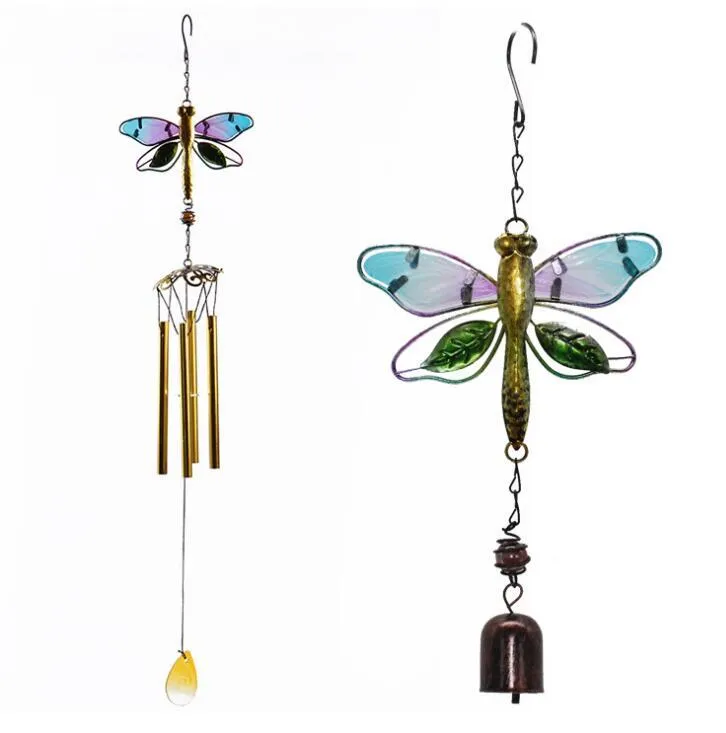 2022 new Wind Chime Glass Hummingbird Dragonfly Wind-Bell Garden Decoration for Home Patio Porch Yard Lawn Balcony Decor