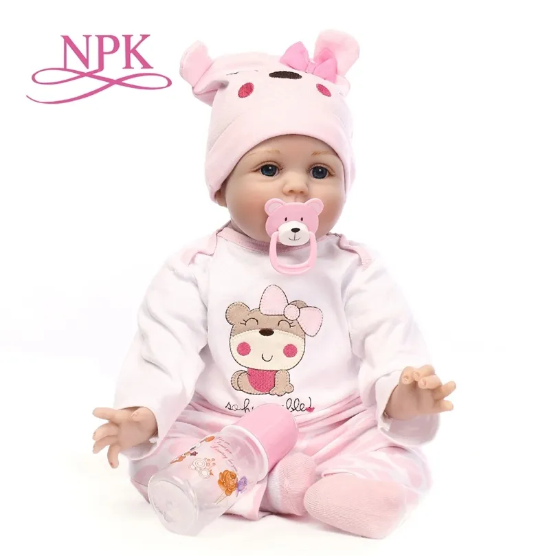 NPK 16 "40 سم BEBE Realista Reborn Doll LifeLike Girl Babies Silicone Dolls Toys for Children XMAS Gift Bonecas Kids 220505