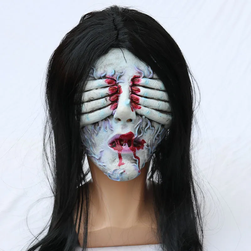 Masque D'horreur Halloween Avec Cheveux - Masque Fantôme En Latex Respirant Pour Adultes - Effrayant Et Réaliste Pour Fêtes Et Carnaval