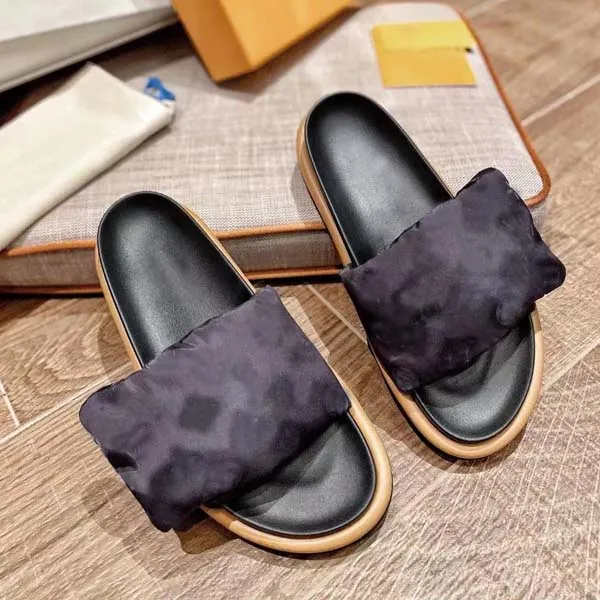 High Quality Woman Slipper Designer Men Sandals Fashion Flat Casual Slippers Genuine Fabric printing Flip Flops Size 35-45 With box