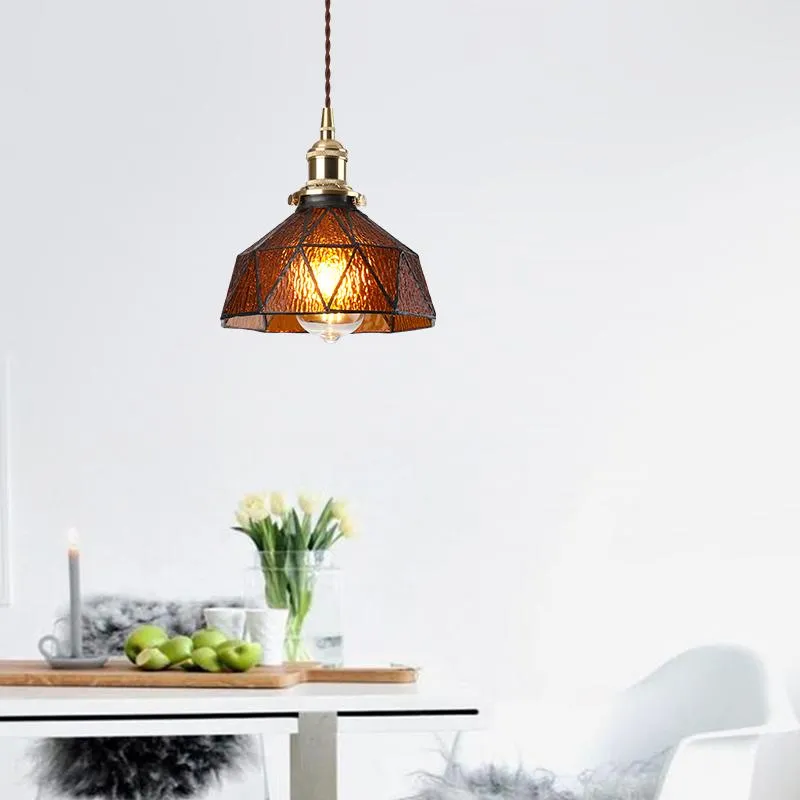 Pendant Lamps Retro Nordic Chandelier Glass Light E27 Bedroom Living Room Dining Colorful LED Attic Staircase ChandelierPendant