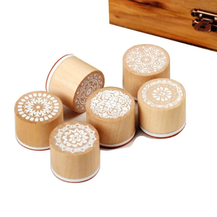 Vintage Floral Rubber Stamps Set - Retro Flower Pattern Wood Stamp ...