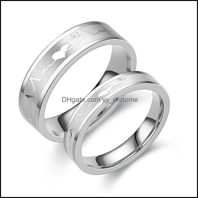 Bandringe Schmuck Romantischer Paar herzförmiger Ring 4/6mm Sier Farbe Edelstahl Hochzeit Liebe zu Frauen Männer Mode Drop Lieferung 2021