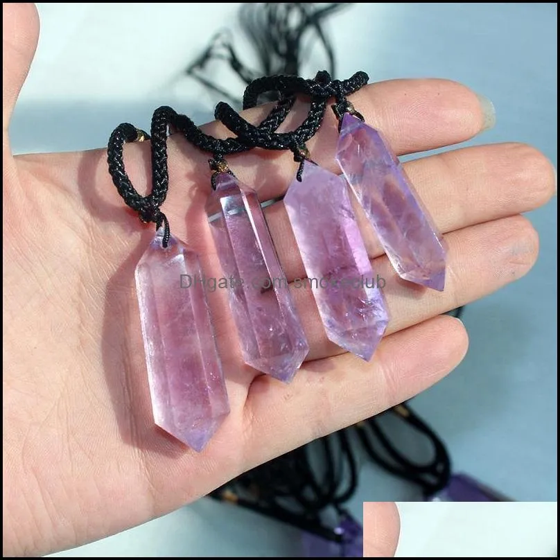 Natural Crystal Quartz Jewelry Pendant Quartz Crafts Necklace Obelisk Wand Healing Stone