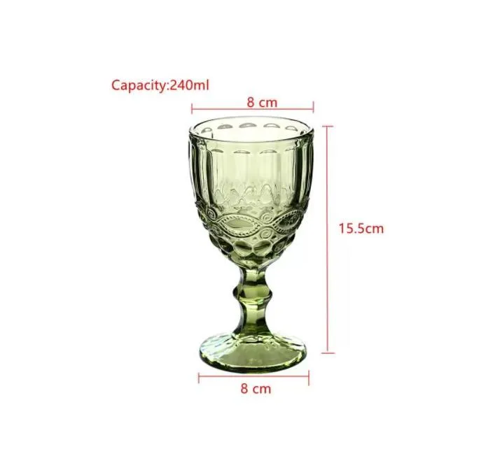 Retro Vintage Relief Red Wine Cup Engraving Embossment Glass Household Juice Drink Champagne Goblet Assorted Goblets SN4908