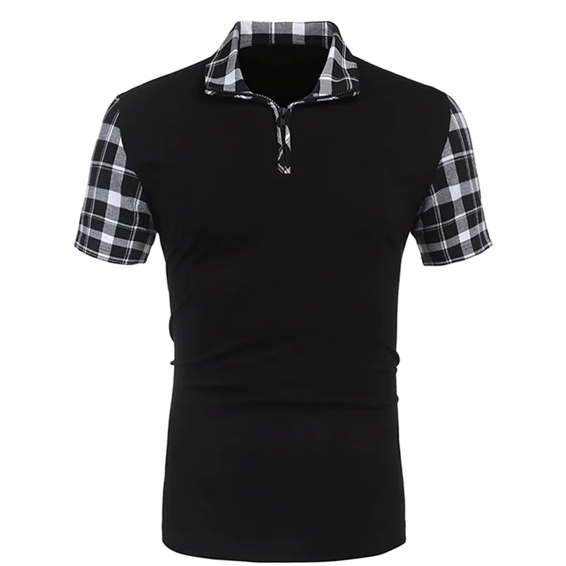 Été Hommes Casual Stritching À Manches Courtes Polo Chemise Vêtements D'affaires De Luxe Tee Homme De Mode Grille Zipper Polos Tops Hommes 220608