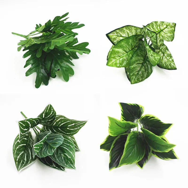 Decorative Flowers & Wreaths Artificial Green Leaves Flower Arrangement Plastic Plants DIY Wedding Home Garden Table Decoration Office Decor