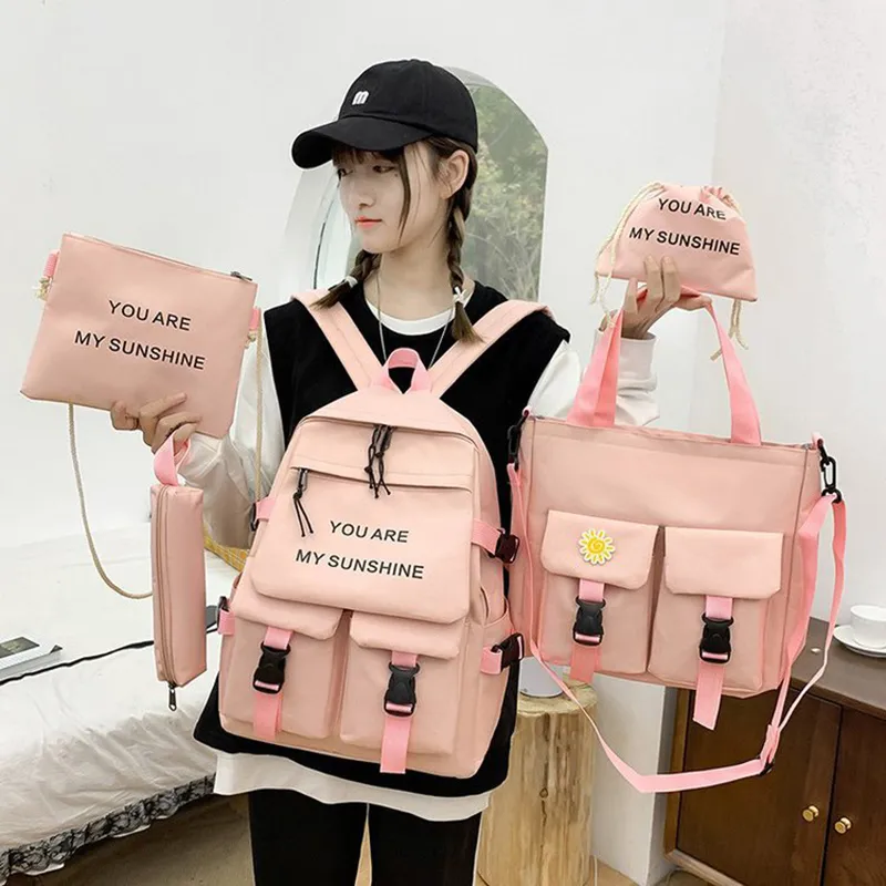 GGWIEAEA Set 5 Zaini Kawaii – Con Borsa E Astuccio, Per Ragazze, Impermeabile - 3