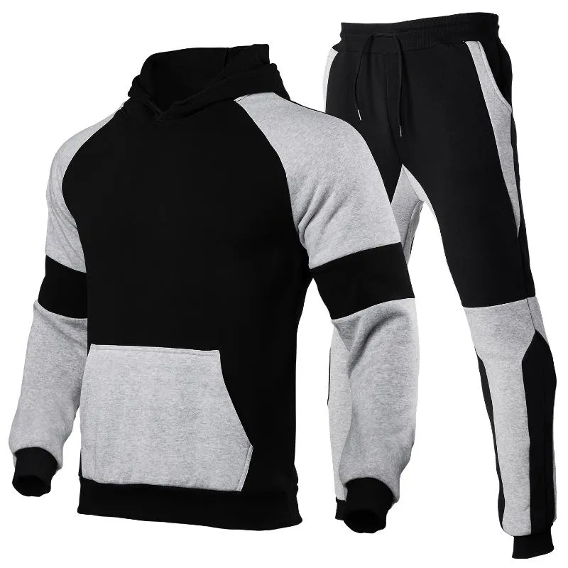 Tute da uomo Felpe con cappuccio da uomo Tuta Cuciture a contrasto Sport Pullover tinta unita in bianco Personalizzazione logo Uomo