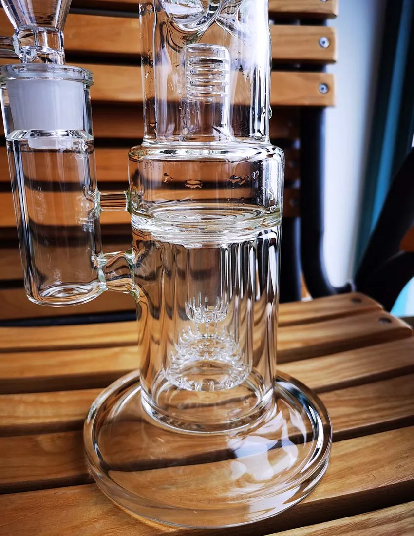 Vintage Syn 14 inç 7mm Cam Bong Su Sigara Nargile Boru 18mm Kadın Donanım Bipbal Heady Yağ Dab Kuleleri Renkli Bowl