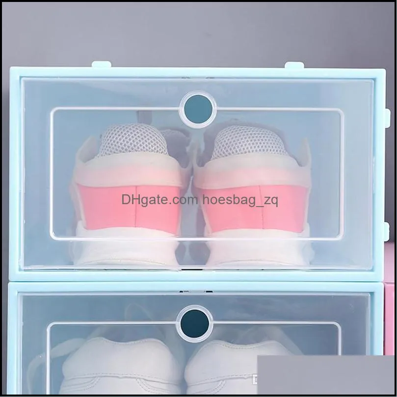 Thicken Clear Plastic Shoe Box Dustproof Shoe Storage Box Flip Transparent Shoe Boxes Candy Color Stackable Shoes Organizer Box