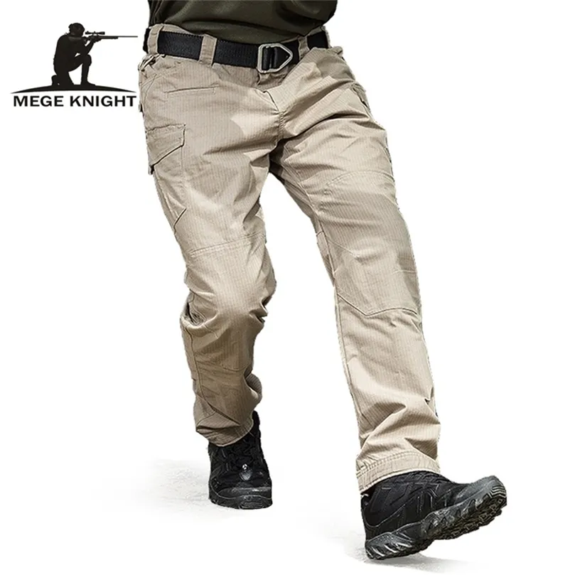 Mege Tactical Pants Military Casuare Cargo Pants Army Combat Combat Cotton Stretch Ripstop Multi Pockets Militar Mens Clothes 201128