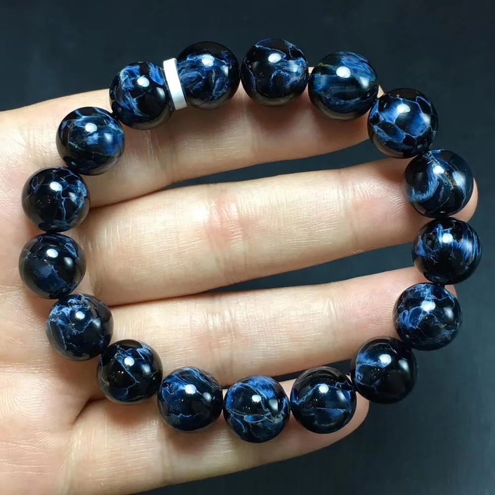 Natural Blue Pietersite Gemstone Bracelet 12mm Round Beads Premium  Quality Stretch Bracelet