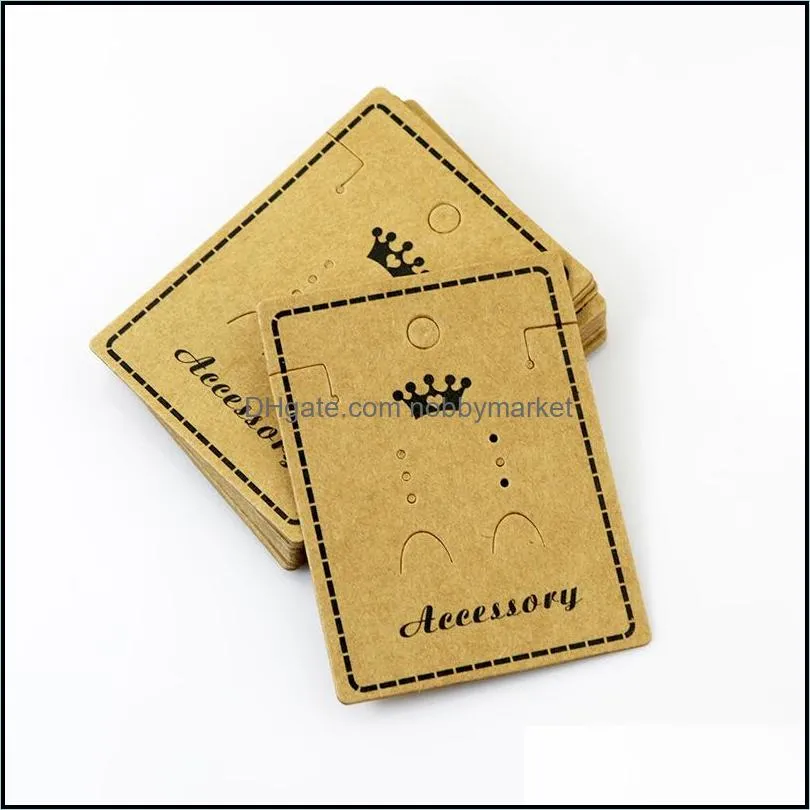 5.57*7.8cm Kraft Paper Stud Earrings Necklace Tag Jewelry Display Card Ear Stud Hooks Cardboard Price Tags 100 pcs/lot