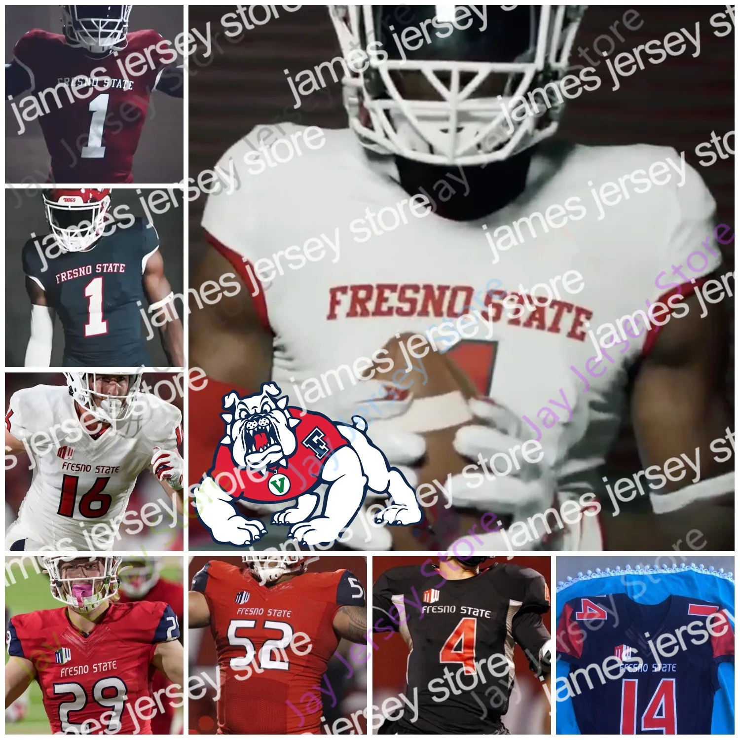 James Custom 2020 Fresno State Football Jersey NCAA College David Carr Davante Adams Jorge Reyna Jalen Cropper Zane Jared Rice Kevin Atkins