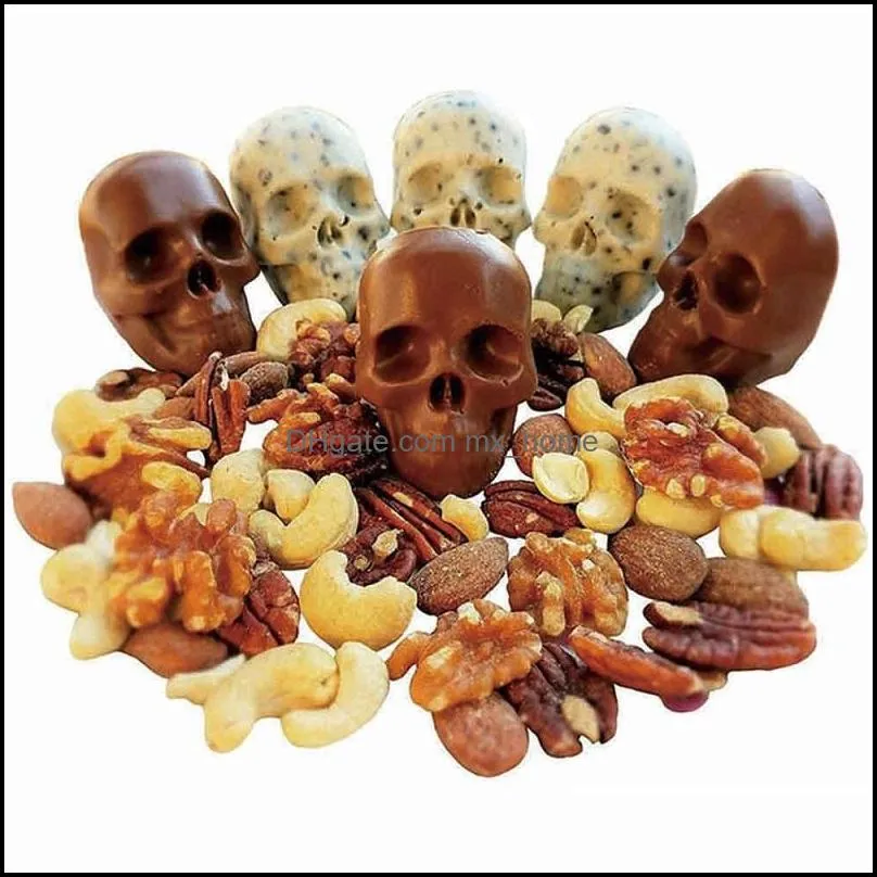 3D Skull Head Ice Cube Mold 4 Grids Skull Shaped Whisky Wine Ice Cube Tray Maker Chocolate Mould Bar Party Supplies