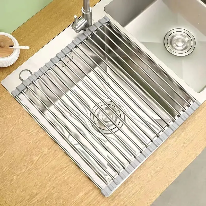 Égouttoir à vaisselle en acier inoxydable, organisateur de rangement, étagère pour évier de cuisine, égouttoir à vaisselle pour évier, support de séchage, accessoires CX220413
