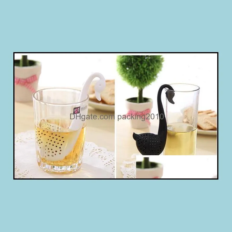 New Nolvety Gift Swan Spoon Tea Strainer Infuser Teaspoon Filter Creative Plastic Tea Tools Kitchen Accessories DHL free