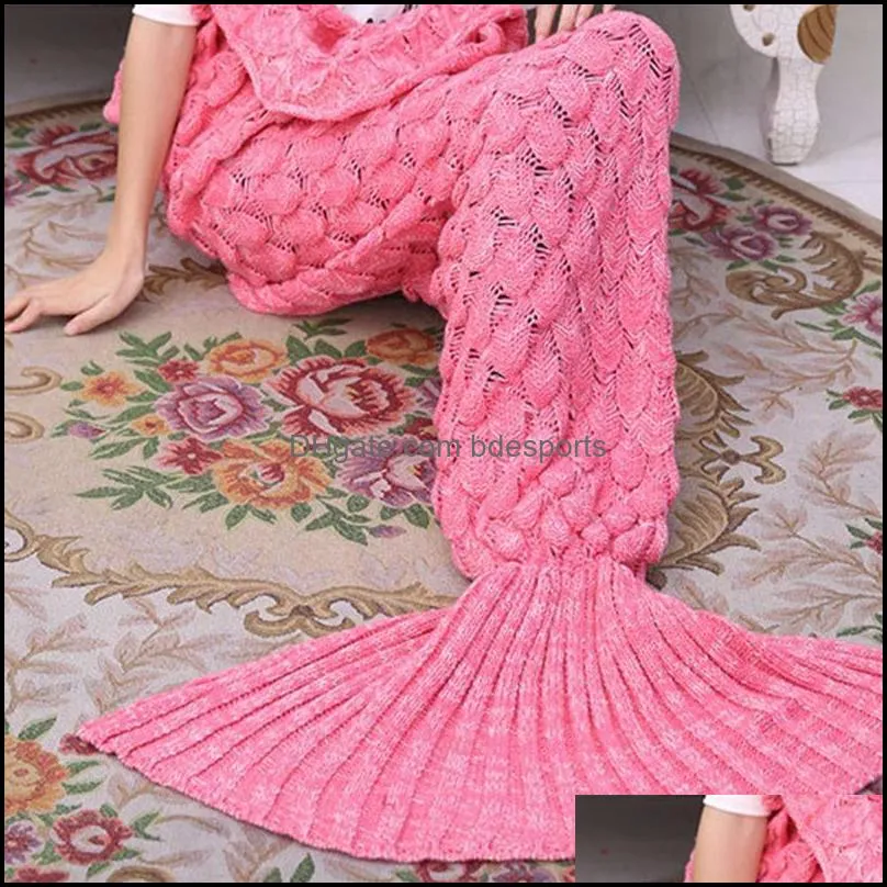 2017 Mermaid Tail Fish Sofa Bed Warm Blanket Handmade Crocheted Knit Cashmere Yarn Knitted For TV Sofa Blanket