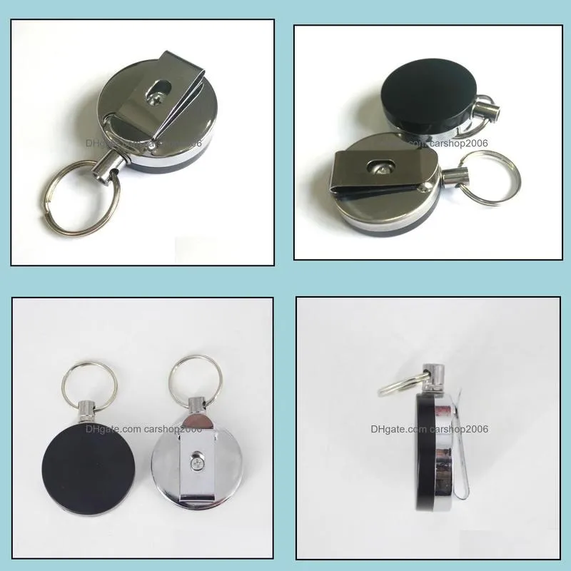 retractable metal card badge holder steel recoil ring belt clip pull key chain search  metal buckle gift sn3095