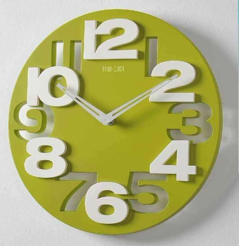 Kitchen Modern Simple Round Wall Clock ics Silent Numberal MDF Wood Clock for Bedroom Office Living Room Decor Gift G220422