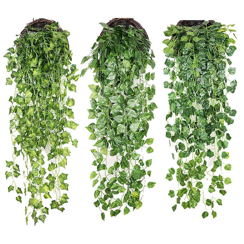Kunstmatige planten wijnstokken muur hangende rotan bladeren takken outdoor tuin huis decoratie plastic nep zijden blad groen klimop