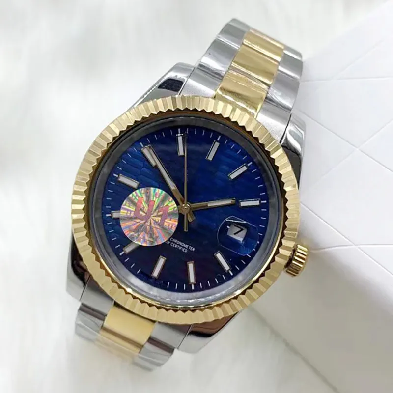 2023 Mens Watch 2813 حركة ميكانيكية تلقائية مع صندوق 41 مم/36 مم 904L Starp Starp Luminous Luminous Glass Waterproofwatches تقويم/تاريخ الأزرق