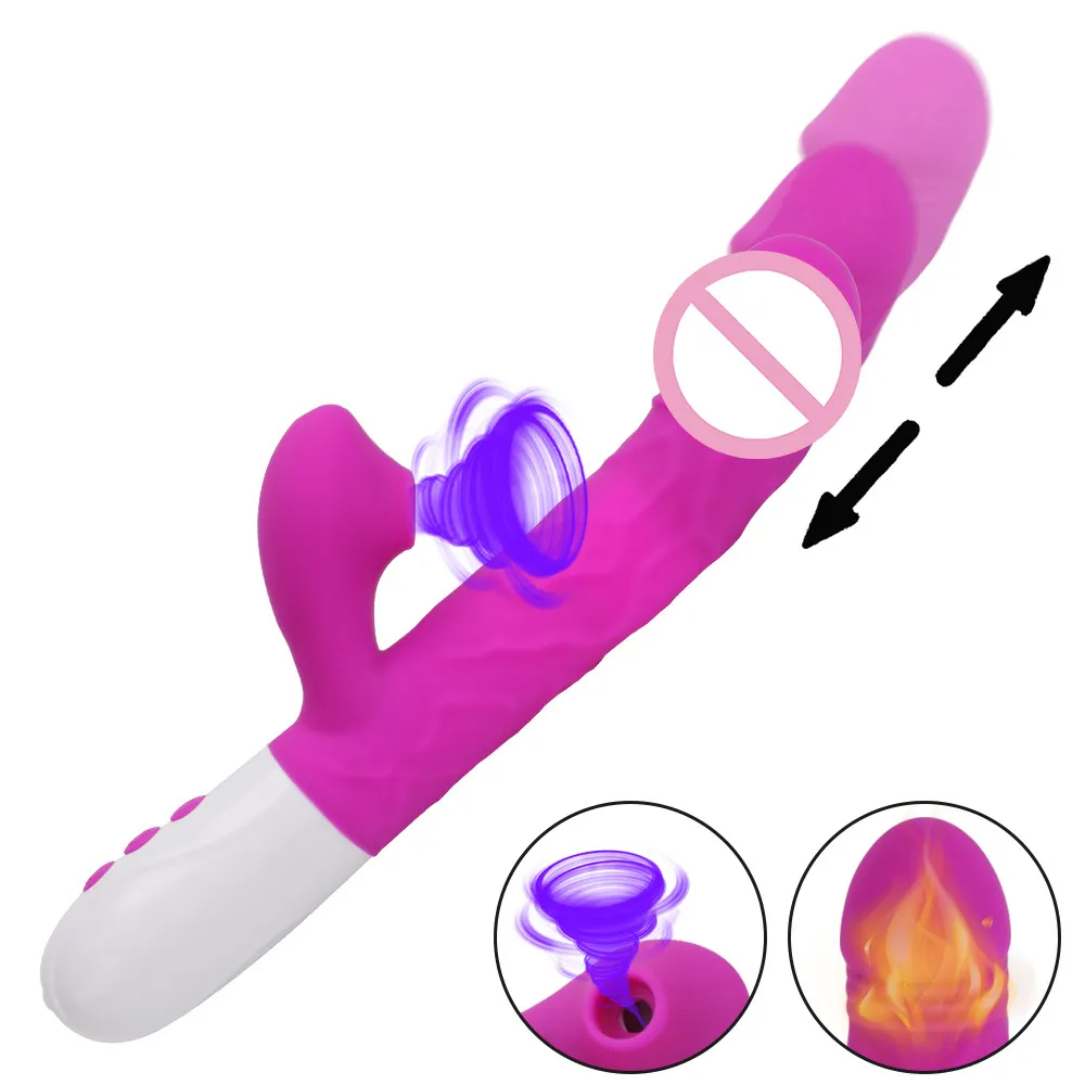 Automatic Stretching Heated Dildo Sucking Vibrator For Women Clitoris Sucker Vaginal Anal Plug Female Masturbator sexy Toy Erotic