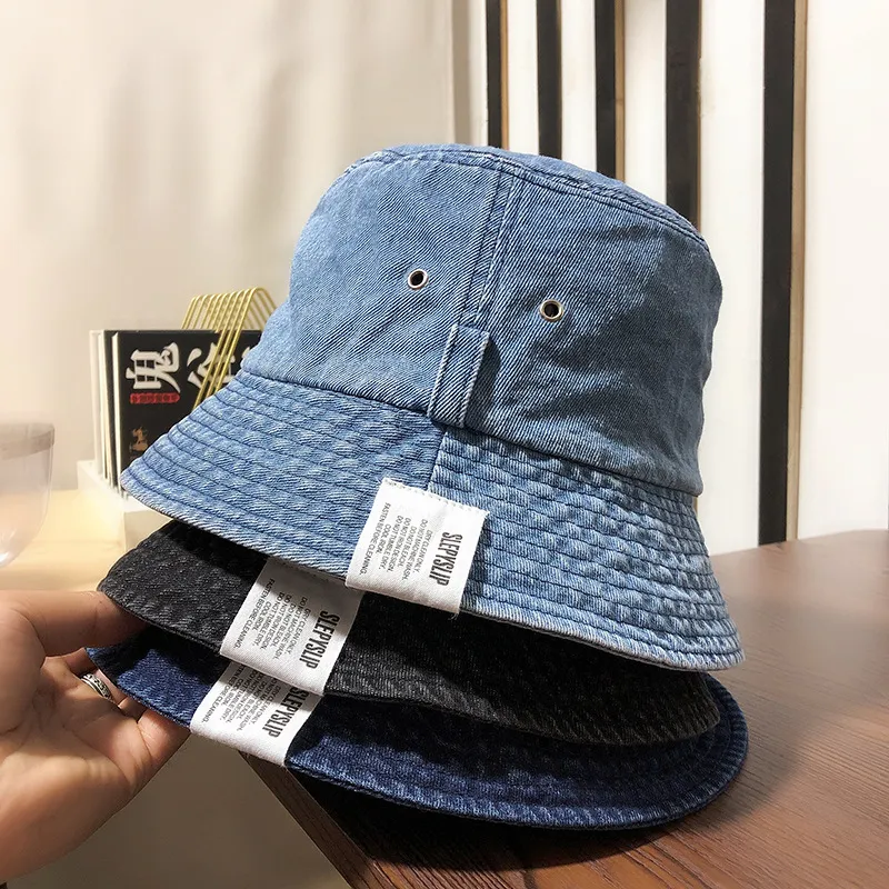 Wide Brim Hats For Ladies Distressed Denim Bucket Hat  display picture 3