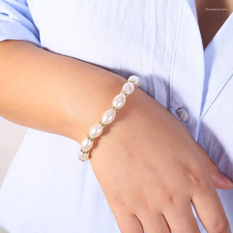 Luokey Vintage Dainty Simulated Pearl Bracelets For Women Minimalist Jewelry Handmade Beads Monthers Day Gift 2022 Link Chain