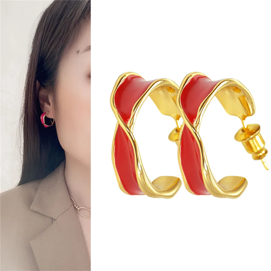 Earrings Designer For Women C Shape Stud Hoop Earring Luxury High Quality Charmming Jewelry Korean Fashion Indian Ear Christmas Gift Female Jewelry Women's Acessory