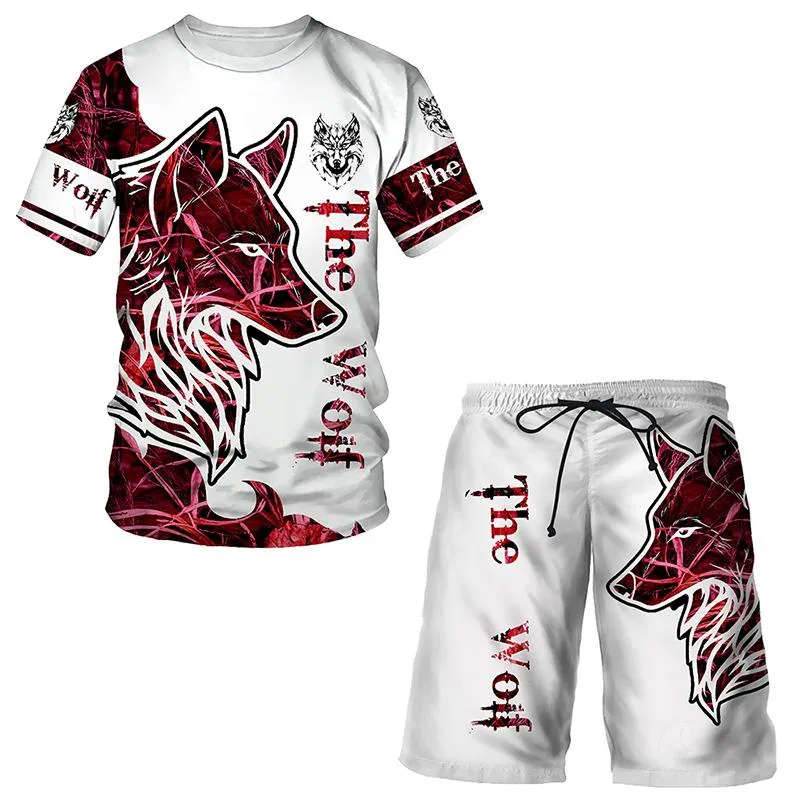Men's Tracksuits Multi Style Lion Tiger Set Casual Set Moda 2 Peças Suje 3D Imprimir shorts de camiseta curta