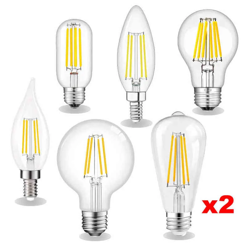 E27 Светодиодные лампочки E27 Светодиодная лампа 220 В холодные белые цвета для домашнего дома ванная комната 6W = 60 Вт винтажный набор лампочек для замены галогена H220428