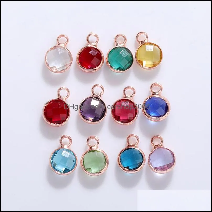 birthstone crystal charms month birthday stones for handmade diy jewelry making 6mm gold plated charm wholesale