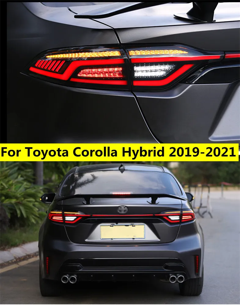 Luzes traseiras de ajuste de carro para luz traseira de LED híbrida corolla 20 19-2021 Toyota Altis traseiro Freio de nevoeiro LED LUZES
