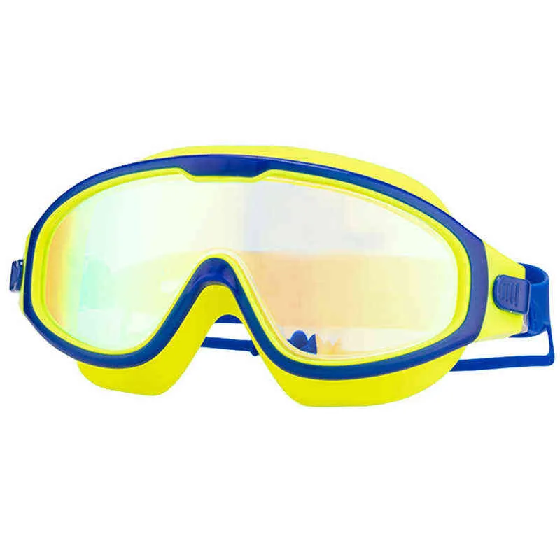 Maxjuli نظارات السباحة للاطفال مكافحة الضباب حماية الأشعة فوق البنفسجية واضحة نظارات الرؤية واسعة النظارات مع سدادة 4-15 سنة الأطفال SY5031 G220422