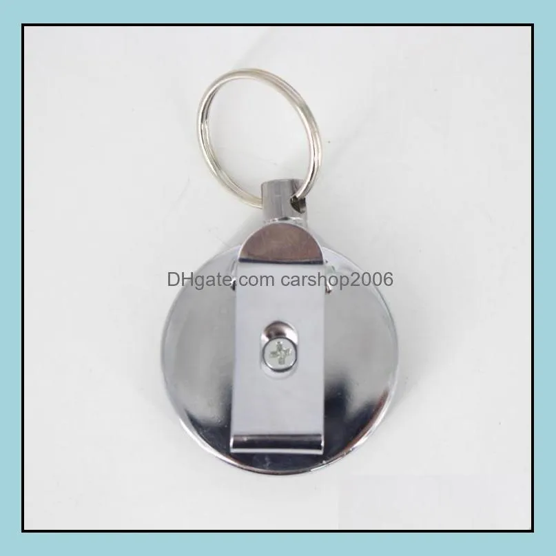 retractable metal card badge holder steel recoil ring belt clip pull key chain search  metal buckle gift sn3095