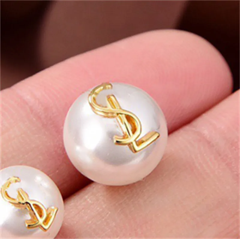 Letter Pearl Earrings Women Designer Stud Earring Mother Of Pearl Diamond Gold Pin High Quality Fashion Jewelry With Gift Box