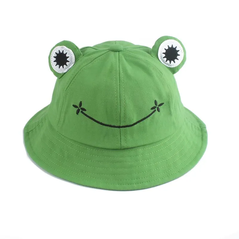 Beretten ouder-kid cartoon kikker emmer hoed panama vissen cap schattige kikker homme femme bob chapeau outdoor sun visser hatberetten