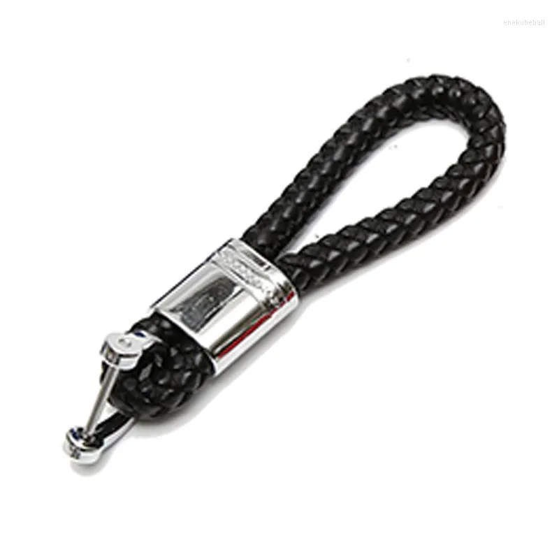 Chaves de chaves de chave de chave de couro com corrente de couro pistola de corda de corda preta fita ferradura Keychain para homens e mulheres ENEK22
