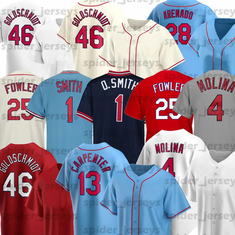 St. Louis Nolan Arenado 46 Paul Baseball Jerseys Yadier Molina Matt Carpenter Cardinal Ozzie Smith Harrison Bader Stan Musial Jersey op maat