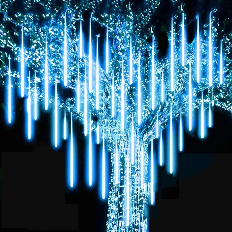 30 cm 50 cm na zewnątrz wodoodporna 8 rurowa meteor prysznic LED kolor światła łańcucha ozdoba choinkowa do domu Navidad Garden Decor 220408