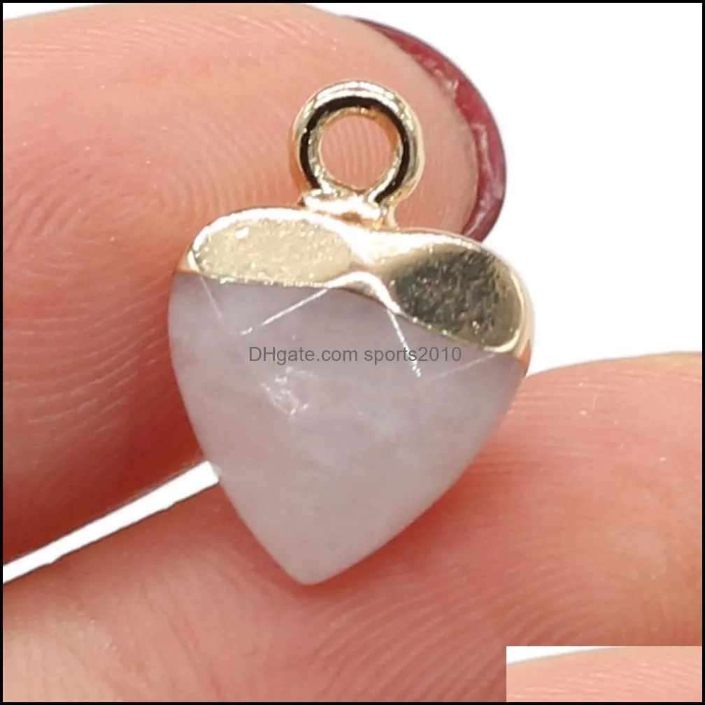 delicate natural stone charms heart rose quartz lapis lazuli turquoise opal pendant diy 10x14mm sports2010