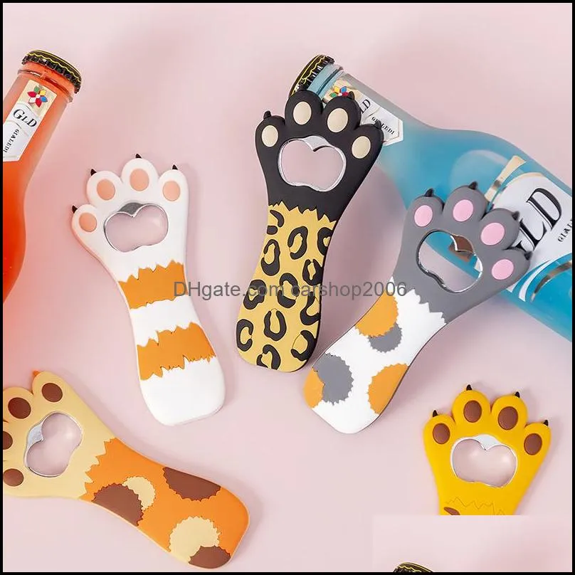 silicone cat claw design soda beer bottle cap opener multifunction cartoon fridge magnet kitchen bar tools