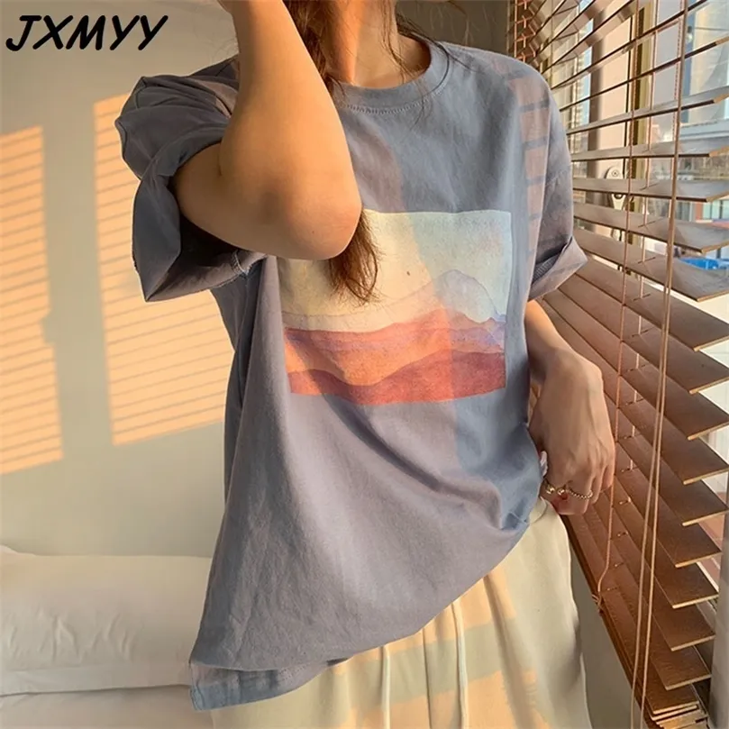 Summer cartoon animal print women's t-shirt casual short-sleeved white women's t-shirt round neck loose blouse JXMYY 210412